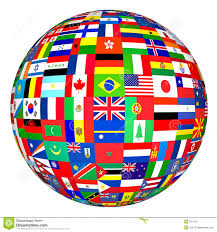 A globe composed of many of the world's flags