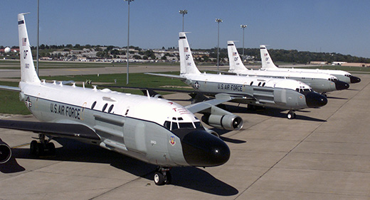 RC-135 Cobra Ball Aircraft parked at Offutt