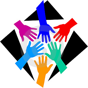 People's hands of different backgrounds coming together to accomplish a single goal