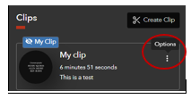 Click Options to edit, copy, or delete your clip.
