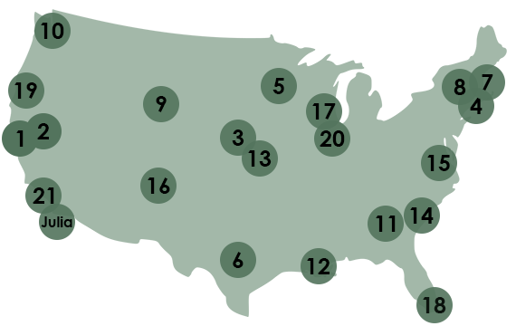 Sage Chef Spotlight map of USA with interactive locations of chefs