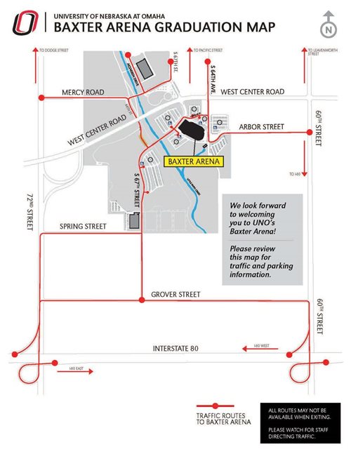 Baxter Arena Graduation Parking map