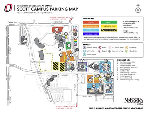 UNO Scott Campus Parking Map
