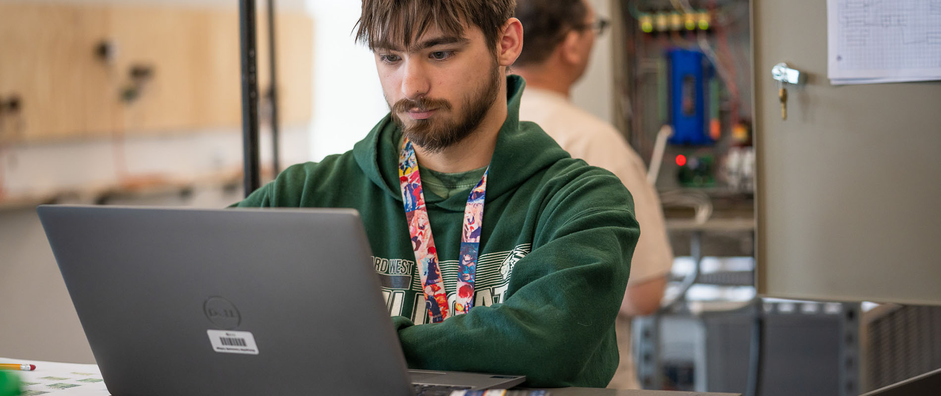 Student working on laptop