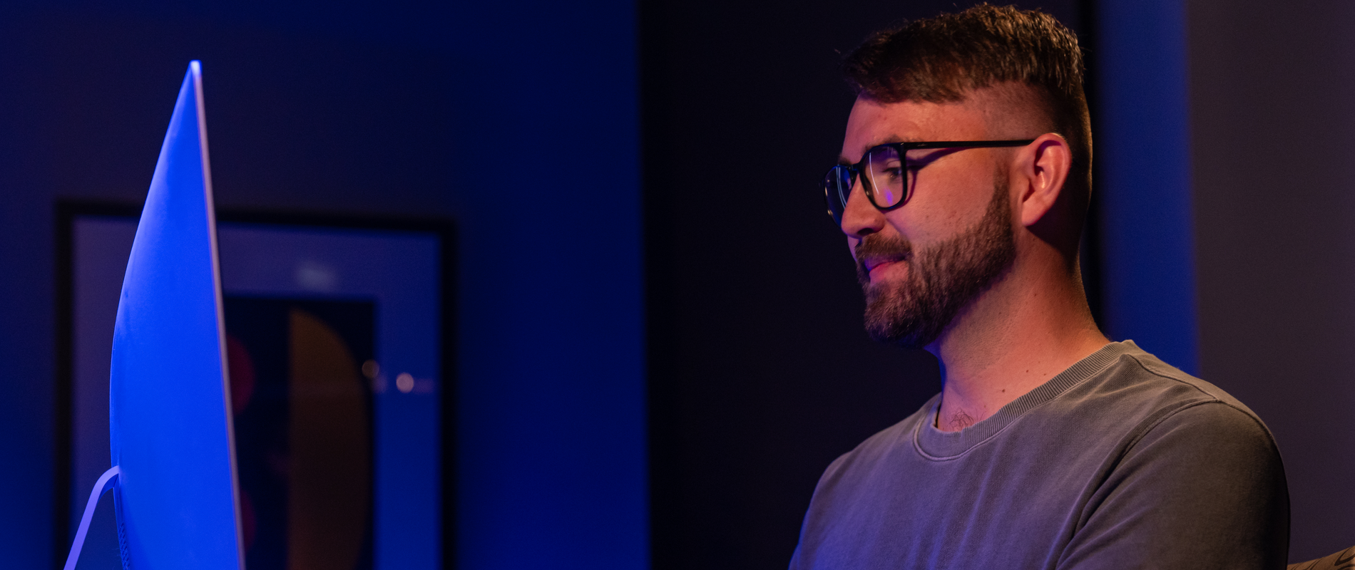 Student working on a desktop computer